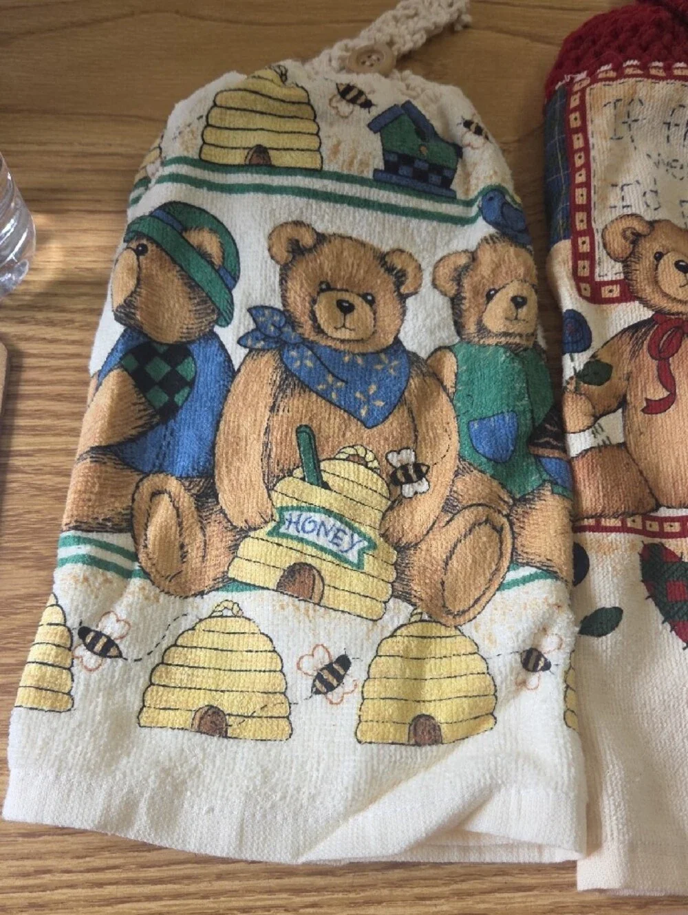 Blue Bear Appliqué Kitchen Towel with Sailboat